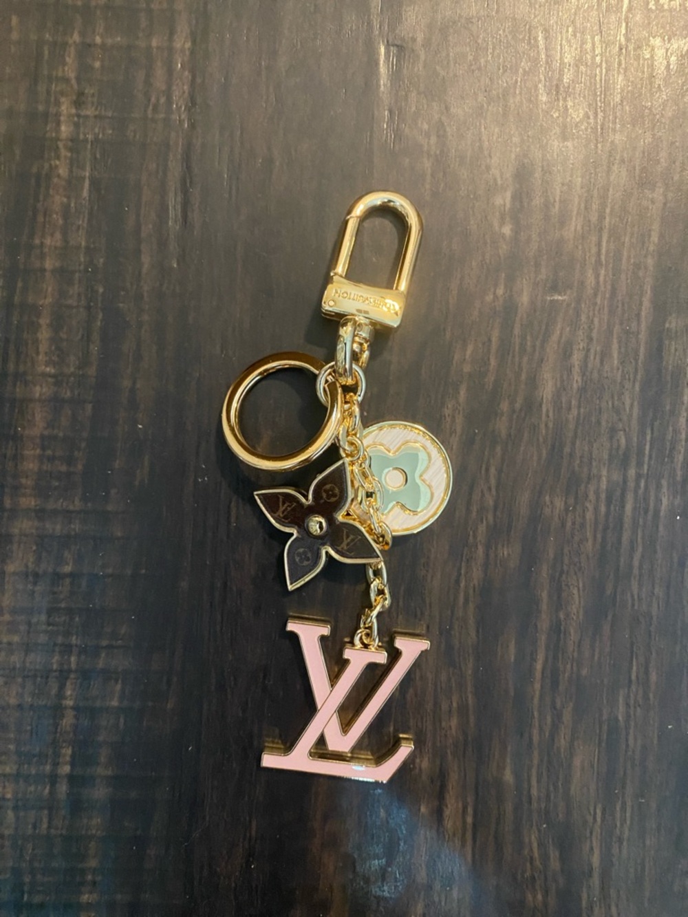 Louis Vuitton Pink & Gold Monogram LV Keychain Bag Charm - Picture 6 of 8